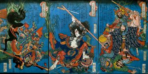 Hakukaja Yōshun and Shinki Gunshi Shubu (right) by Utagawa Kuniyoshi