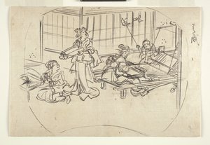 Hataori (tezgahta dokuma) c.1840 (kağıt üzerine mürekkep) by Utagawa Kuniyoshi
