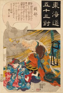 Okabe: kedi taşının hikayesi, 1845 by Utagawa Kuniyoshi