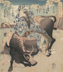 Roshungi Chinese, Lu Zhunyi, Manda Üzerinde Pipo Süren Bir Kadın olarak. by Utagawa Kuniyoshi