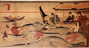 Abalone Balıkçılık. Utagawa Kuniyoshi