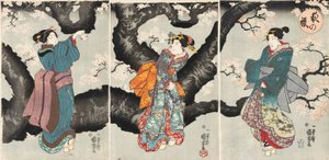 Yoru no sakura [Geceleri Kiraz Çiçekleri], 1846 dolayları (tahta baskı) by Utagawa Kuniyoshi