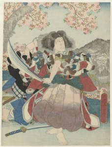 Nakamura Utaemon IV als Oniwakamaru in het toneelstuk'Kiichi hôgen sanryaku no maki', Naka Tiyatrosu by Utagawa Sadamasu