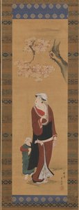 Bir Kiraz Ağacının Altında Kadın ve Çocuk, 18. yüzyılın sonu ve 19. yüzyılın başı. by Utagawa Toyohiro
