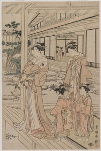 Bir verandada duran fahişe by Utagawa Toyokuni