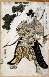 Japon baskısı: Bir Samurayın Portresi. Toyokuni Utagawa tarafından boyama