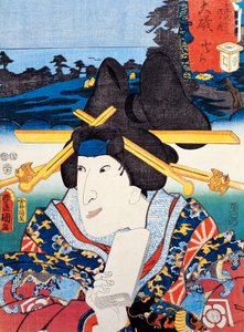 F kabuki te at ret leri, Utagawa ve kuyu tarafından ukiyoe rt basımı (1769-1825), odku t, Japonca dili Hmm, Edo Dönemi