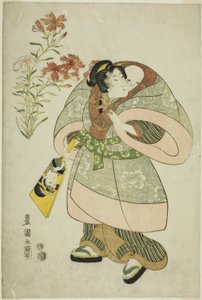 Pembeler: isimsiz bir dizi güzellik ve çiçekten hemşire ve bebek by Utagawa Toyokuni I