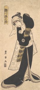 Aktör Segawa Kikunojo III, Hasır Şapka Tutan Siyah Cüppeli Bir Kadın Olarak, 1798. by Utagawa Toyokuni I