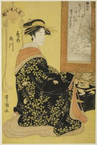 Okulun eli Takikawa f Ogiya, te serisinden Yedi ayı Uchifu l Komachi (Güzellik 7 Komachi) by Utagawa Toyokuni I