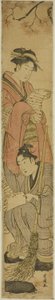 Kanzan ve Jittoku gibi genç bir çift by Utagawa Toyokuni I