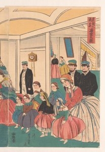 Yabancılar bir ziyafette eğleniyor by Utagawa Yoshikazu