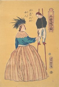 Çocuğu Ayakta Olan Amerikalı Kadın, 1. ay, 1861. by Utagawa Yoshitora