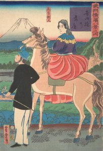 Yoshida Köprüsü'nde Azalan Kazlar [İngiliz Çift] Yoshidabashi no rakugan [1. ay, 1861. by Utagawa Yoshitora