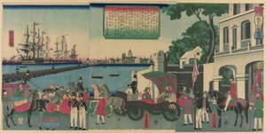 Londra Limanı, İngiltere (Igirisu Rondon no kaiko), "Yabancı Ülkelerdeki Manzaralı Yerler Koleksiyonu (Bankoku meisho zukushi no uchi)" serisinden by Utagawa Yoshitora