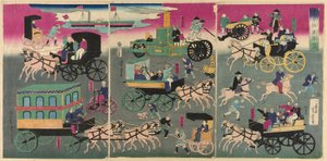 Tokyo Sokaklarındaki Araçlar (Tokyo orai kuruma zukushi) by Utagawa Yoshitora