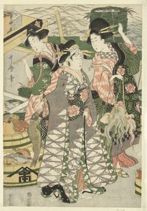 Shiba sahilinde balık pazarının görünümü [Shiba] hayır ura uoichi no zu by Utamaro (II) , Kitagawa