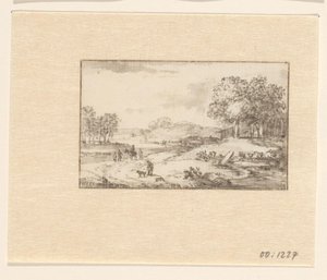 Toprak yolda bir binici ile manzara by Valentijn (possibly)