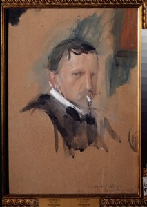 Otoportre. Valentin Alexandrovich Serov (1865-1911), kağıt üzerine suluboya ve guaj çalışması by Valentin Aleksandrovich Serov