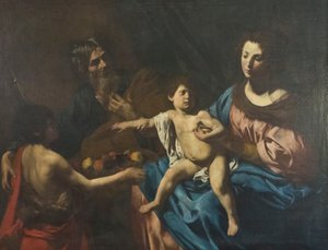 Genç Vaftizci Yahya ile kutsal aile by Valentin de Boulogne