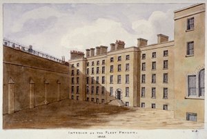 Fleet Hapishanesinin iç avlusu, Londra Şehri, 1805