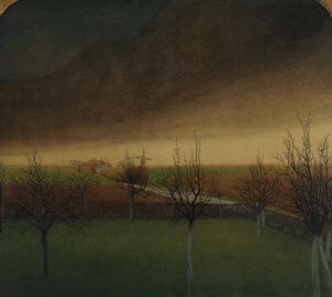 İlkbahardan Önce (kağıt üzerine suluboya) by Valerius de Saedeleer