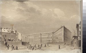 Petersburg. Sadovnikov, Vasily Semyonovich (1800-1879) tarafından Moika Nehri setinde Genelkurmay binası. Kağıt üzerine suluboya, 1833