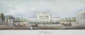 Saint Petersburg İmparatorluk Bolşoy Kamenny Tiyatrosu Nevsky Prospekt panoramasından by Vasili Semenovich Sadovnikov