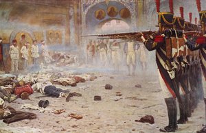 Mahkumları infaz eden idam mangası (renkli lito)
