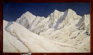 Hindistan, Himalayalarda Kar (Hindistan, Himalayalarda Kar) - Tablo Vasili Vasilyevich Vereshchagin (Vassili Vereshchagin) (1842-1904), tuval üzerine yağlı boya by Vasili Vasilievich Vereshchagin