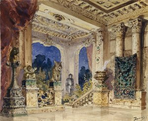 Opera için sahne tasarımı Kızıl Gül, N. Krotkov, 1884 by Vasilij Dmitrievich Polenov