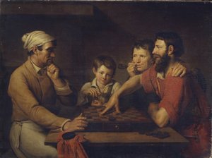 Bir Bekçiyle Taslak Oynayan Bir Aşçı, 1824 by Vasily Ivanovich Gryaznov