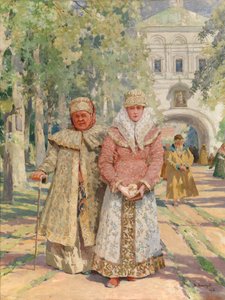 Manastır Kapısının Dışında - Tablo Vasily Ivanovich Navozov (1862-1919), tuval üzerine yağlı boya (49x41.5 cm) by Vasily Ivanovich Navozov