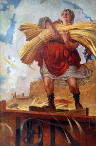 Kolektif çiftçi par Kostyanitsyn, Vasily Nikolaevich (1881-1940). Tuval üzerine yağlıboya by Vasily Nikolaevich Kostyanitsyn