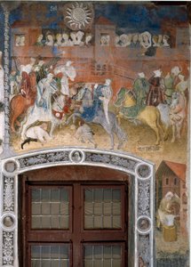 Şubat ayı: Seyircili şövalyeler turnuvası. Ayların Efendisi veya Usta Wenceslas (İtalyanca Maestro dei Mesi veya Maestro Wenceslao, 15. yüzyılın başı) tarafından yapılan tablo, 1535 civarında Marcello Fogolino tarafından restore edilmiştir. Fresk. Trento,