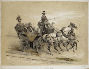 Caleche - Litografi, Adam, v.1840 by Victor Adam