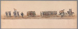 Utrecht Üniversitesi'nin ikinci yüzüncü yılında tarihi alayı, 1836 (levha 4) Hollanda Ordularının Oostende Alayı, 3 Temmuz 1600, Nieuwpoort'taki zaferden sonraki gün; HH Student tarafından verilen kostüme göre by Victor Adam