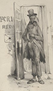 19. yüzyılın ortalarında bir kapıda duran adam. by Victor Adam