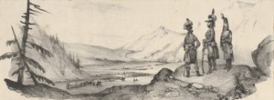 Bir manzarada üç asker, 19. yüzyılın ortalarında. by Victor Adam