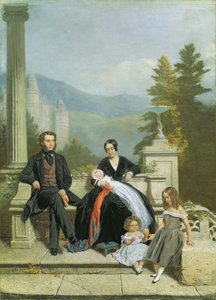 Henry Granville Fitzalan Howard, Minna Lyons ve üç büyük çocuğuyla, 1845 by Victor Dartiguenave