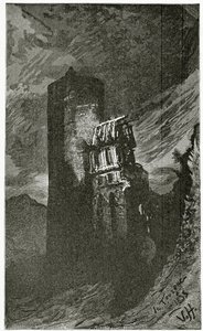 La Tourgue - Quatre Vingt Treize'den bir çizim, 19. Yüzyıl (bw gravür) by Victor Hugo