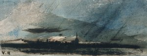 Alacakaranlıkta Kasaba (kağıt üzerinde kalem ve mürekkep ve wc) by Victor Hugo