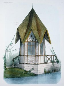 Becquet Brothers tarafından oyulmuş 'Yerleşimler Champetres'ten bir Kırsal Köşk, c.1855 (renkli taş)
