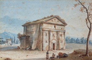 Via Appia'nın Roma kırsalındaki Roma mezarı (çizim)