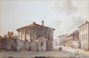 Vesta Tapınağı ve sağda Portunus Tapınağı (çizim)