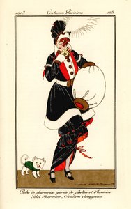 Zibeline ve ermin ile süslenmiş elbiseli kadın by Victor Lhuer