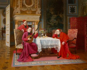 Akşam Yemeği Sonrası Eğlence (tuval üzerine yağlı boya) by Victor Marais Milton