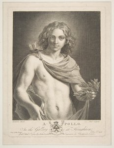 Apollon bir manto giyiyor ve elinde bir defne dalı ve keman tutuyor, 1784. by Victor Marie Picot