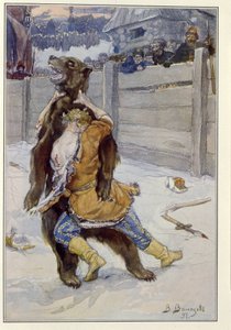 Rusya Çarı I. Feodor I Ivanovich (veya Theodore I Ionovich) zamanında ayı dövüşü by Victor Mikhailovich Vasnetsov