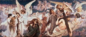 Devant le Paradis (Parte gauche) - Cennetten Önce (Sol kısım) - Viktor Mikhaylovich Vasnetsov (1848-1926), tuval üzerine yağlı boya by Victor Mikhailovich Vasnetsov